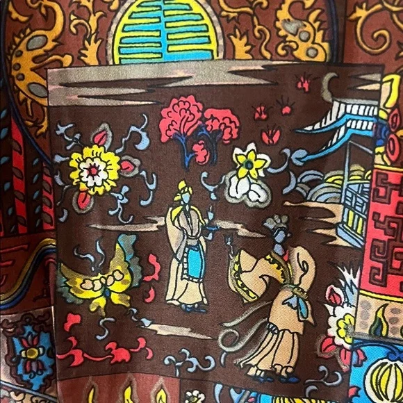 Vintage OOAK Cotton Patchwork Cotton Cheongsam Sleeveless Midi Dress - Picture 6 of 8